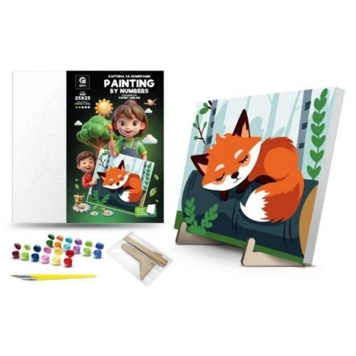 Картина по номерах "Солодкий Сон" (25х25 см) з деревʼяною підставкою