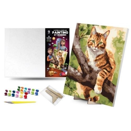 Картина по номерах 40х50 см "Мисливець на дереві" з деревʼяною підставкою