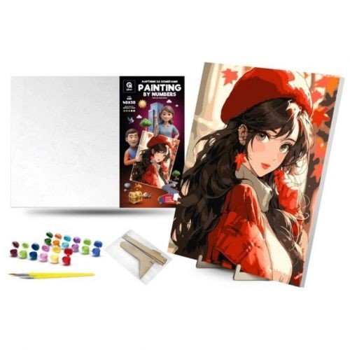 Картина по номерах 40х50 см "Прекрасна незнайомка" з деревʼяною підставкою