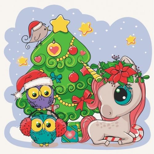 Картина по номерам "Єдиноріжка з друзями" 30х30 см