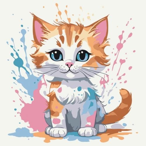 Картина по номерам "Кольоровий пухнастик" 30х30 см