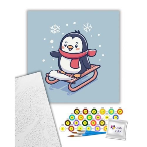 Картина по номерам "Малюк на санчатах" 30х30 см