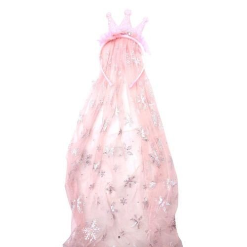 Новорічний обруч "Корона з фатином" рожевий 69 см