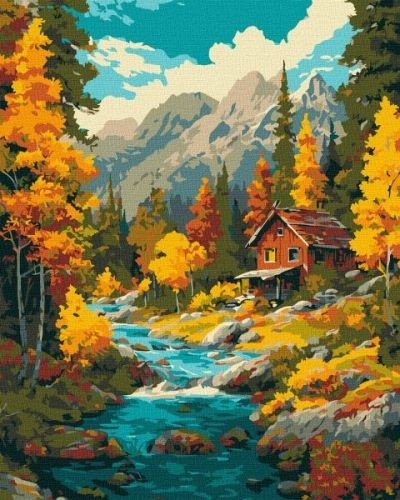 Картина за номерами - Осінь над потоком 40х50 см.