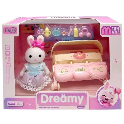 Ігровий набір із флоксовою фігуркою "Зайчик з дитячим візком"