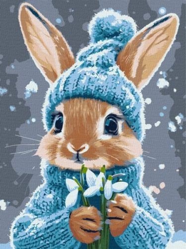 Картина за номерами - "Кролик з підсніжниками" ©art_selena_ua, 30х40см