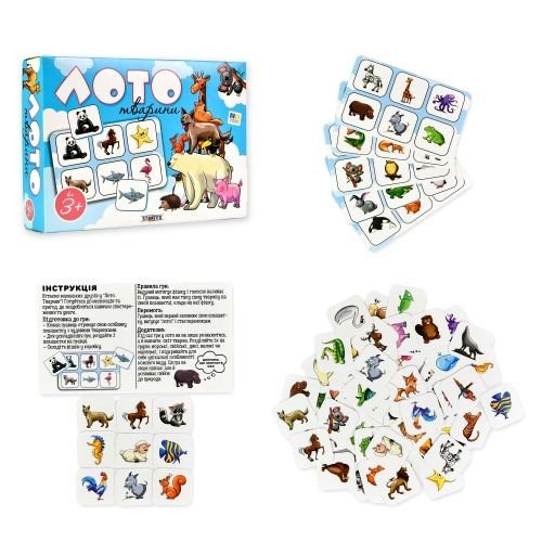 Настільна гра "Лото.Тварини" українською мовою