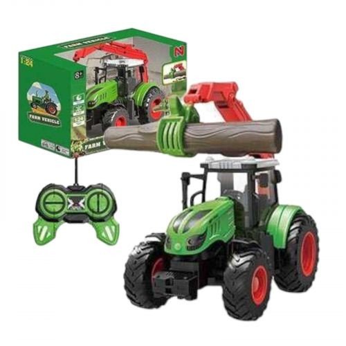 Трактор на радіокеруванні довжина 18 см, масштаб 1:24, гумові шини, додаткове обладнання, акумулятор 3.7 V, пульт керування, в коробці
