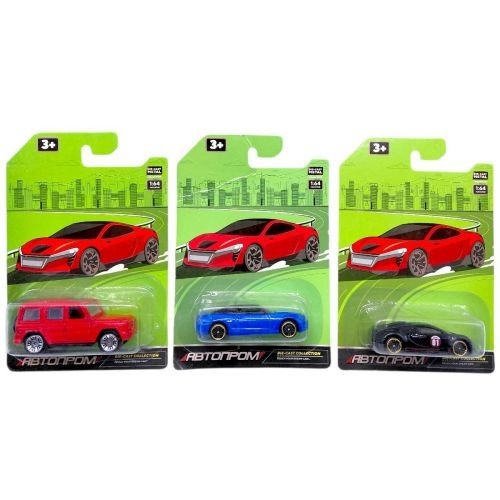 Машина металева АВТОПРОМ, 1:64, мікс видів (планшет 16,5*11*4 см)