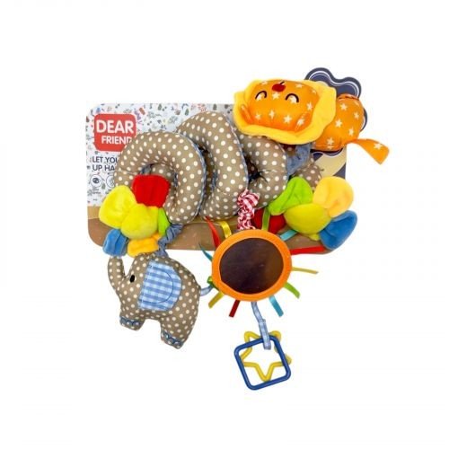 Брязкальце тваринки мʼяке спіраль з прорізувачем,люстерком лист.29*18,3 см.