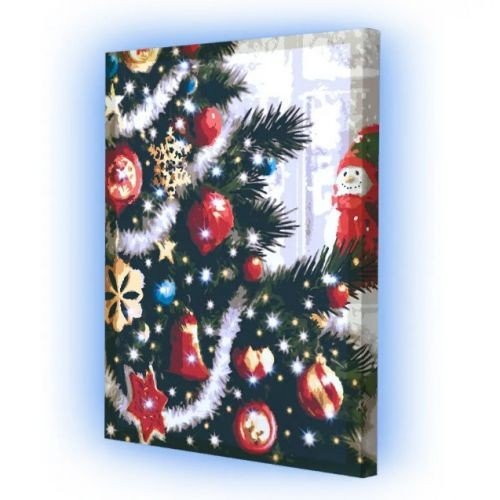 Картина по номерах зі світлодіодною підсвіткою "Святкові вогні" 40х50 см