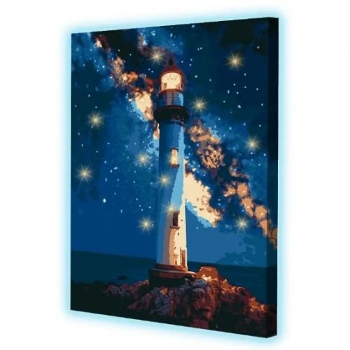 Картина по номерах зі світлодіодною підсвіткою "Зоряний маяк" 40х50 см