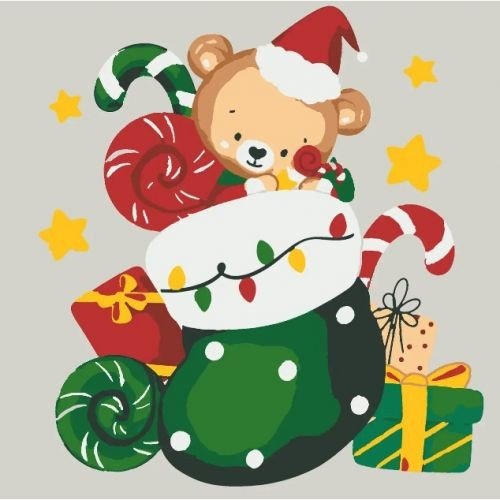 Картина по номерах зі світлодіодною підсвіткою "Святкова панчоха" 25x25 см