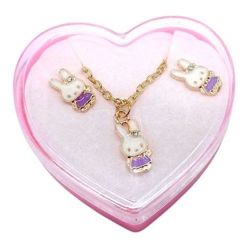 Дитячий набір прикрас: кулон+сережки (З лавандовим зайчиком)