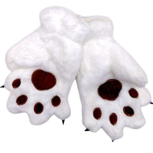 Дитячі хутряні рукавиці "Лапки" (БІЛІ)