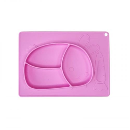 Силіконова тарілка-килимок Зая (РОЖЕВИЙ)