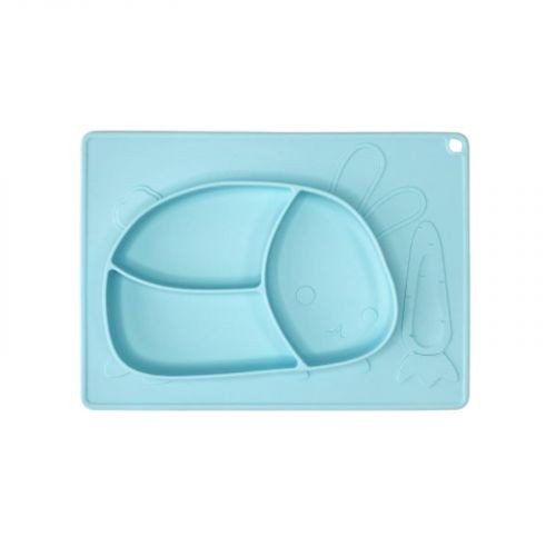 Силіконова тарілка-килимок Зая (Блакитний)
