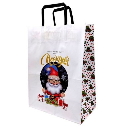 Пакет паперовий з ручками Крафт білий (25х15х34 см)