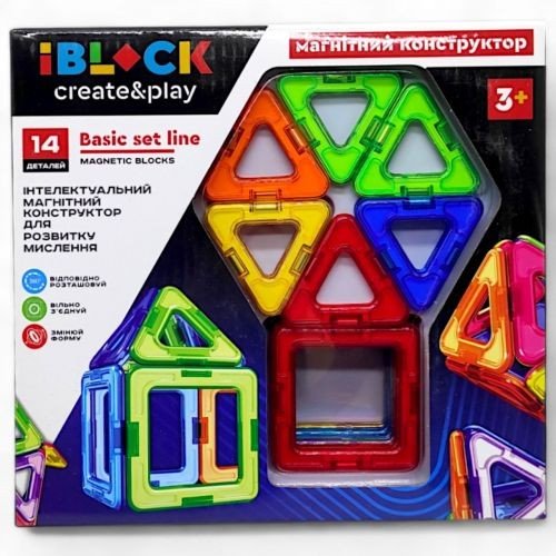 Магнітний конструктор "Кольорові магніти" (14 деталей)