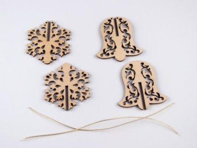 Набір дерев'яних новорічних іграшок (2 фігурки)