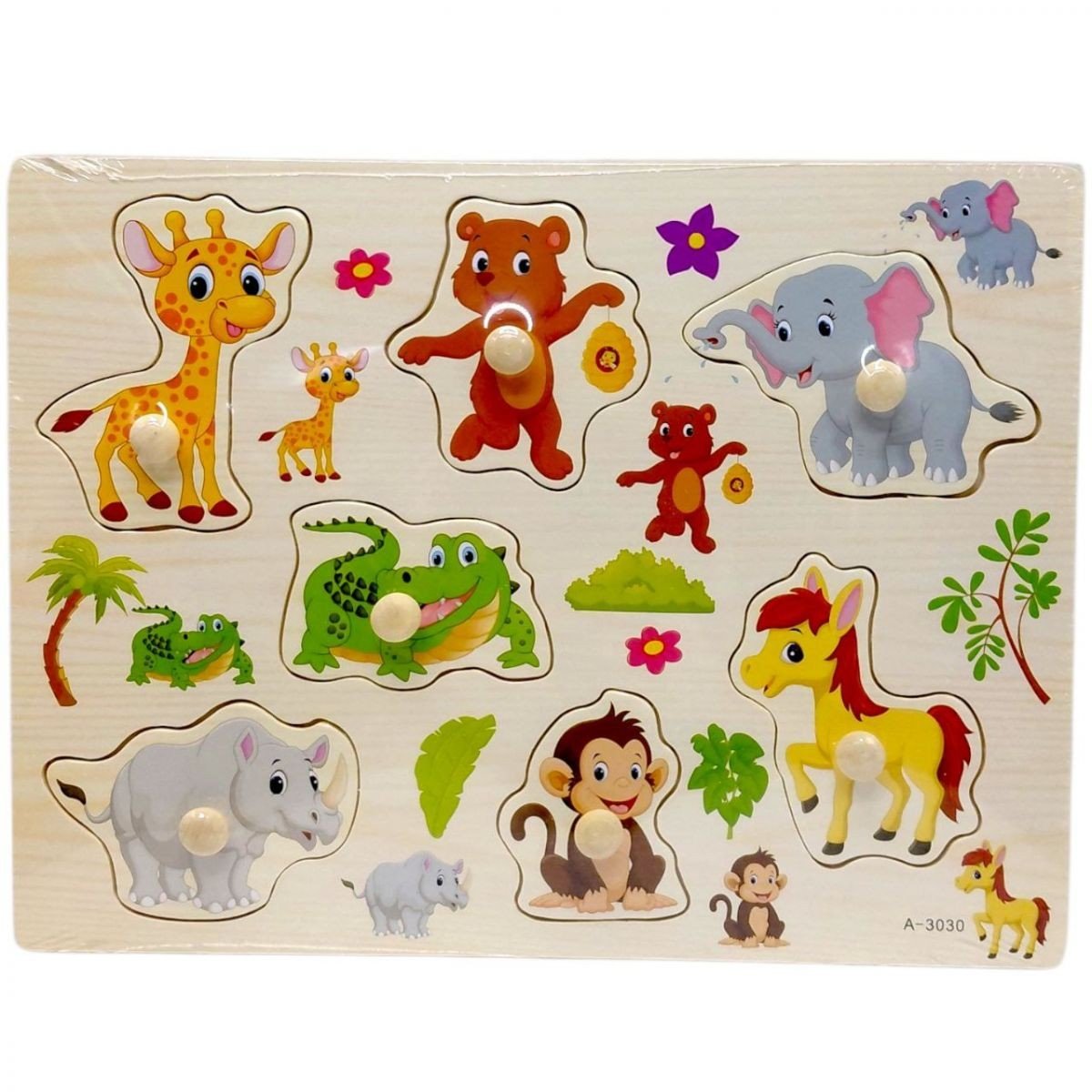 Фото1.Вкладиші деревʼяні з ручками, 30х22.5 см (ТВАРИНИ, вид1)