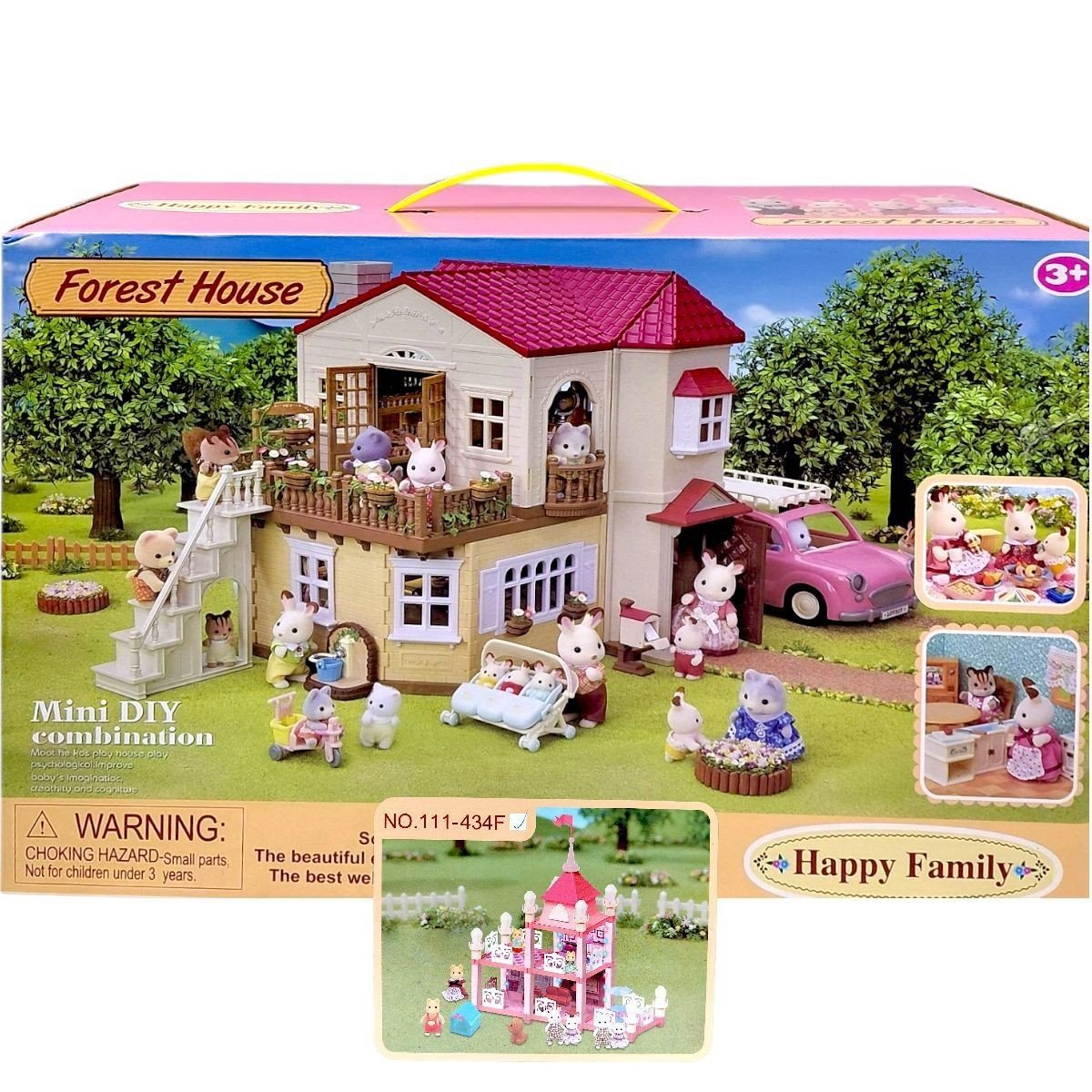 Фото1.Будиночок, 2 флоксові тварини, підсвічування, меблі, в коробці