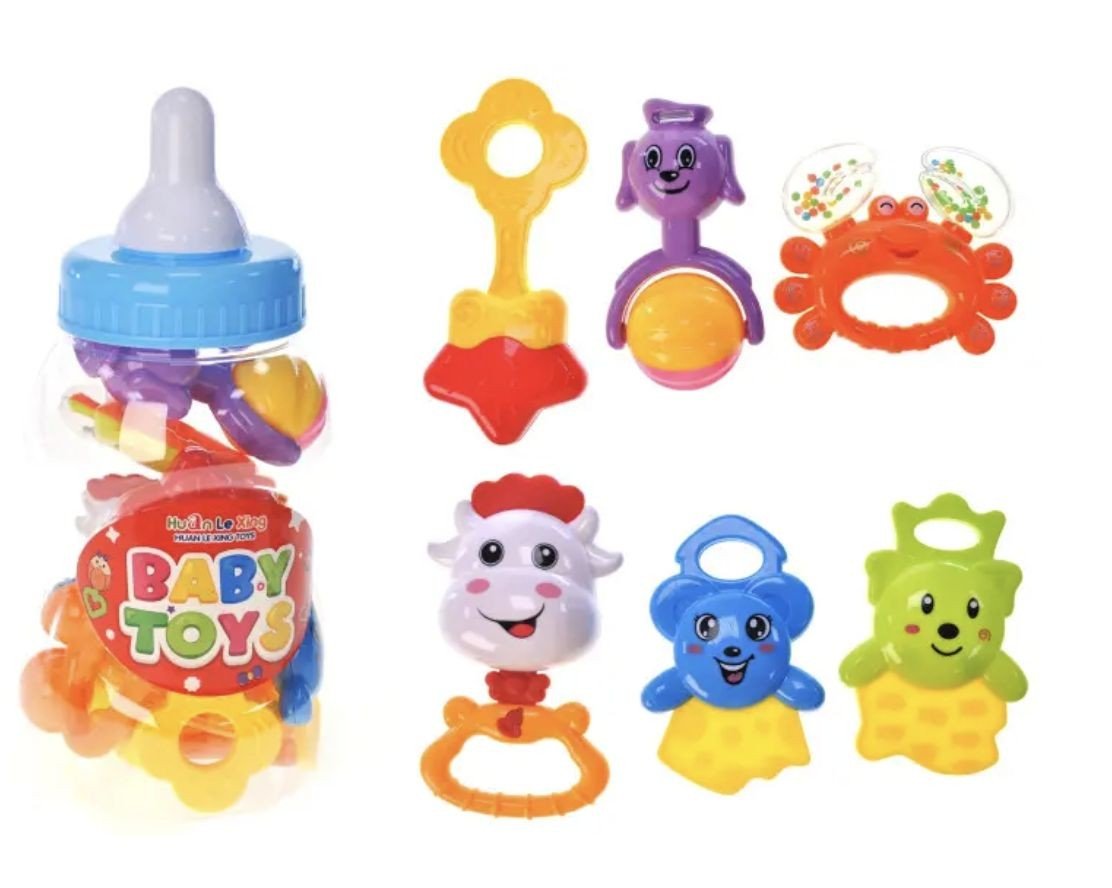 Фото1.Набір брязкалець в колбі, (БЛАКИТНИЙ) huan le xing toys (300780)