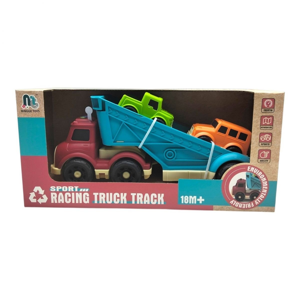 Фото1.Транспортний набір: Вантажівка з 2 машинками (ВИД 2) MINGGE TOYS (304984)