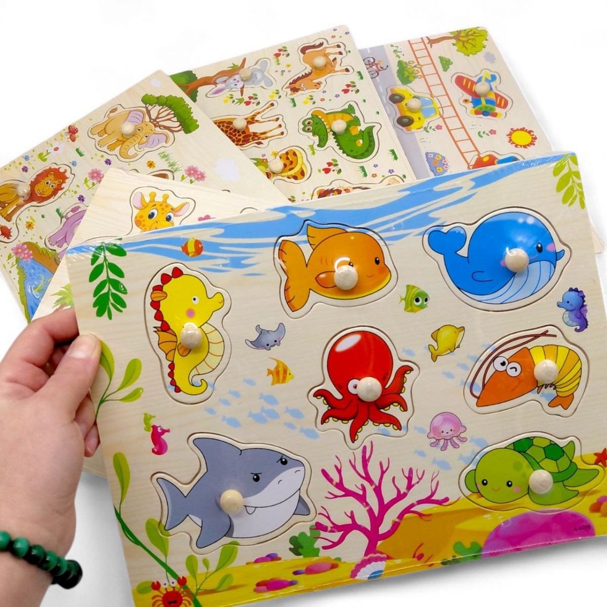 Фото2.Вкладиші деревʼяні з ручками, 30х22.5 см (ТВАРИНИ, вид2)