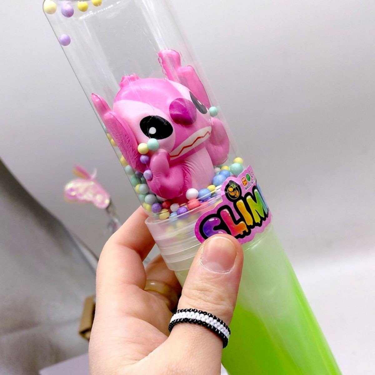 Фото2.Слайм з фігуркою STITCH 22 см (ПОМАРАНЧЕВИЙ)