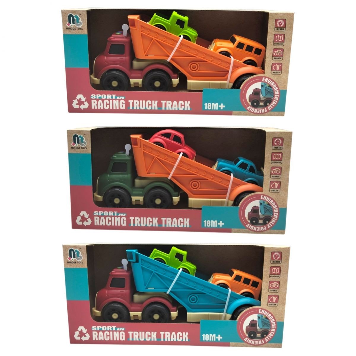 Фото2.Транспортний набір: Вантажівка з 2 машинками (ВИД 3) MINGGE TOYS (304985)