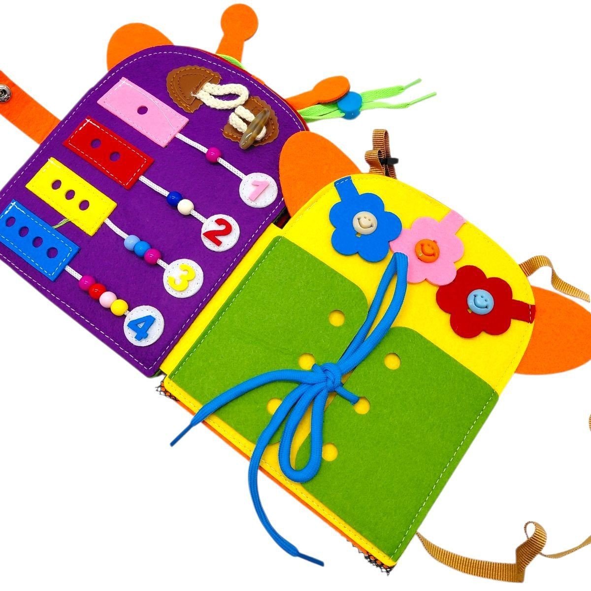 Фото3.Логічна папка (фетр, годинник, застібки, рахівничка, шнурівка, ремінець)