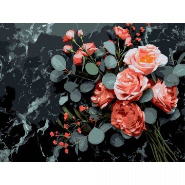 Фото1.Картина по номерах на чорному фоні 