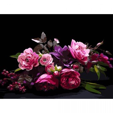 Фото1.Картина по номерах на чорному фоні 