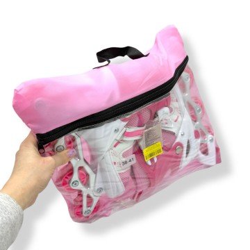 Фото1.Ролики колеса PVC розмір L (38-41) в сумці (РОЖЕВІ)