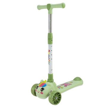 Фото1.Самокат дитячий 3-х коліс  складний, колеса PU муз, батар., світло, звук  (ЗЕЛЕНИЙ)