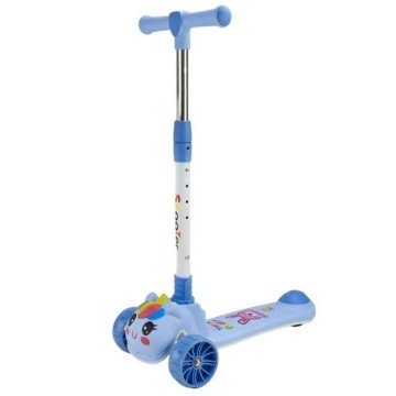 Фото1.Самокат дитячий 3-х коліс  складний, колеса PU муз, батар., світло, звук  (БЛАКИТНИЙ)