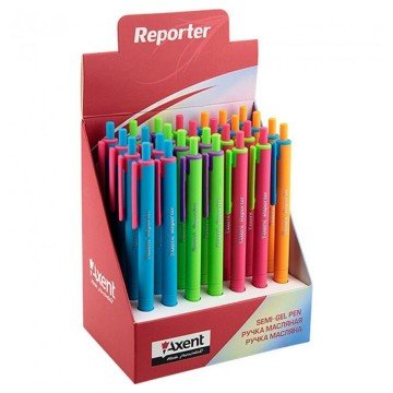 Фото1.Ручка масляна автом. Reporter Color, синя