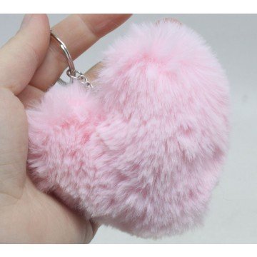 Фото1.Брелок Сердце меховое світло-рожевий
