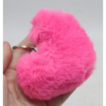 Фото1.Брелок Сердце меховое яскраво-рожевий
