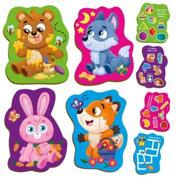 Фото1.Пазли картонні (Maxi) Лісові звірі, укр