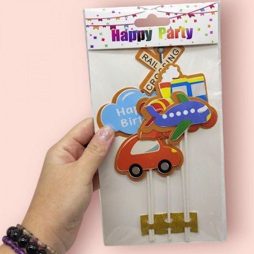 Фото1.Топпер на торт Happy Birthday дитячий - літачок