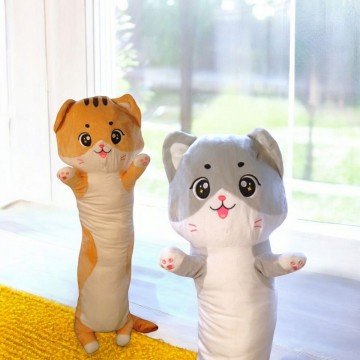 Фото2.Мʼяка іграшка-обіймашка Кіт батон рудий 110 см