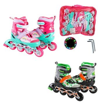 Фото2.Ролики L (розмір 38-41) метал.рама, колеса PU 1 світло, рожевий