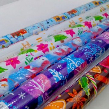 Фото1.Подарункова листова обгортка, папір, Новорічний, 64 х 90 см, мікс, ціна за 1 штуку