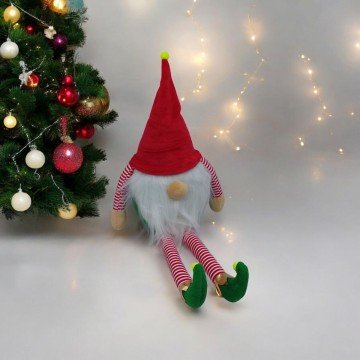 Фото1.М'яка іграшка Гном святковий, новорічний, 67 см