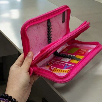 Фото1.Пенал-книжка з паєтками (2 відділення) рожевий, мікс видів