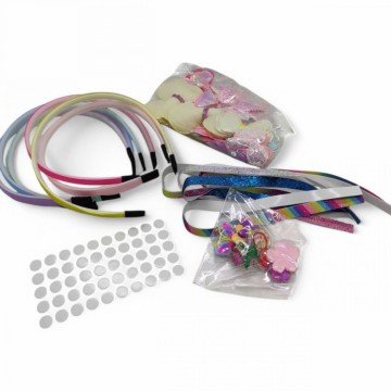 Фото1.Набір для створення прикрас (6 обручів, кольорові стрічки, прикраси)