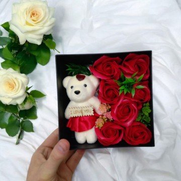 Фото2.Подарунковий набір троянди з ведмедиком