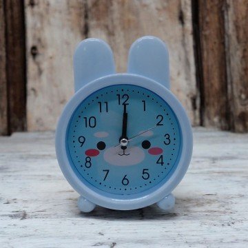 Фото1.Годинник-будильник дитячий настільний Зайчик (блакитний)